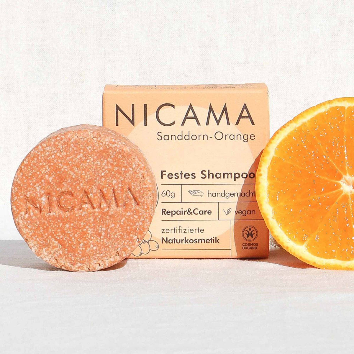 Festes Shampoo - Sanddorn-Orange (Bio) - 60 g | NICAMA