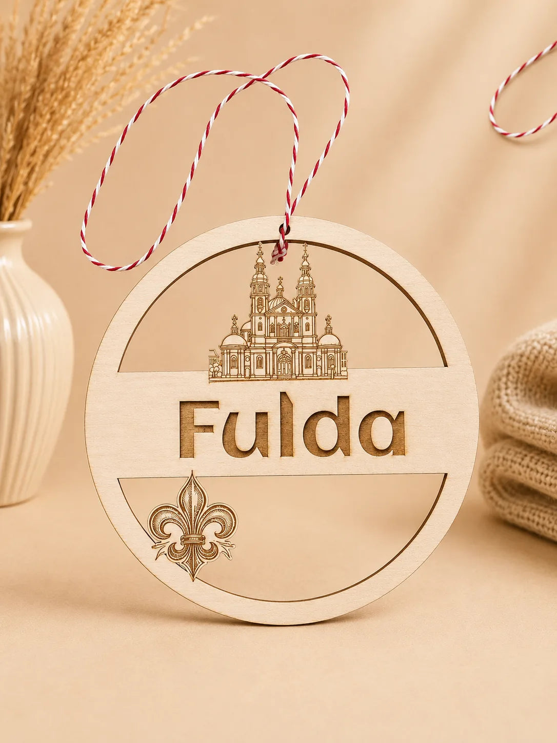 Türkranz „Fulda“ mit Dom und Lilie aus Holz von mk-kreativ