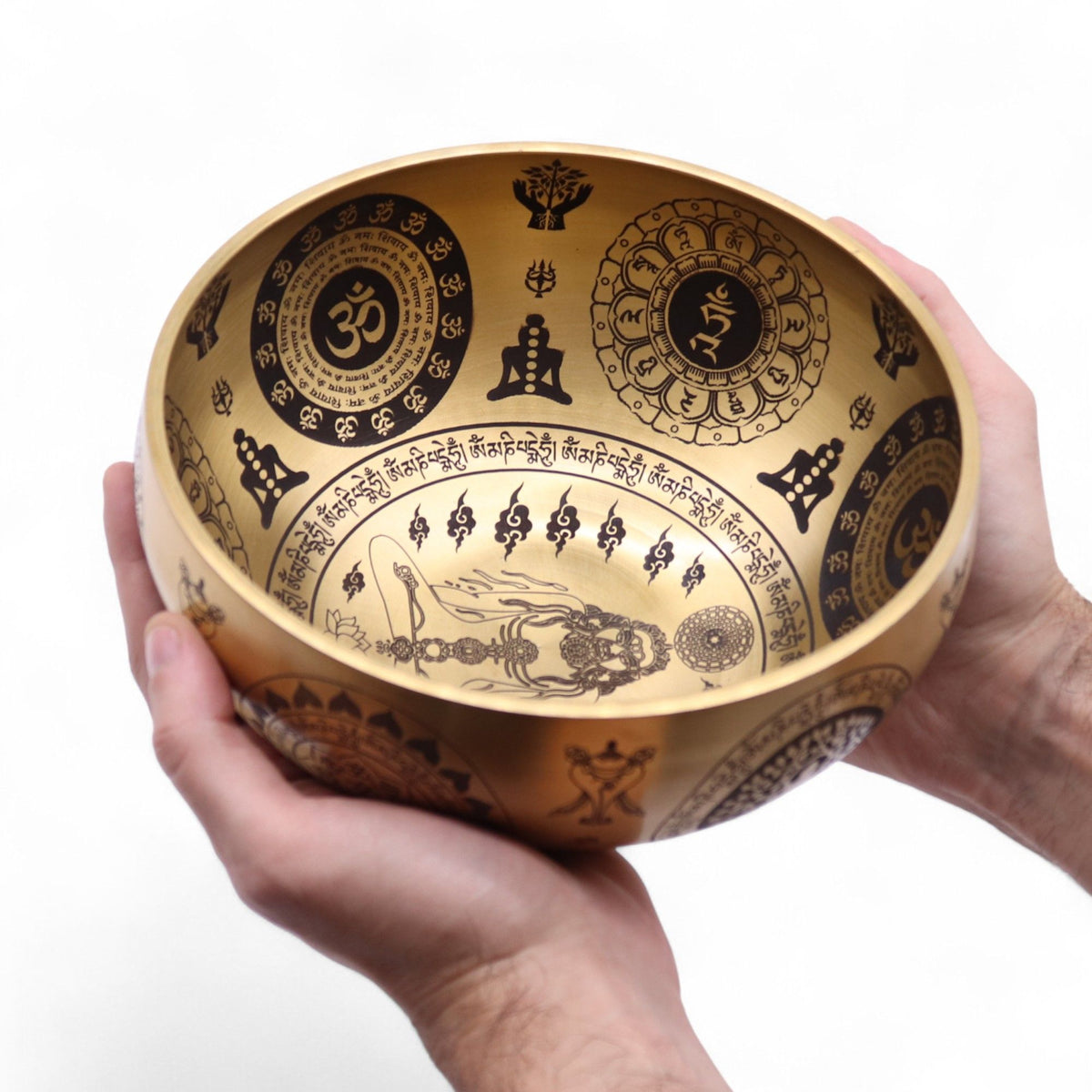 Klangschalen-Set – Messing graviert Yogi – 4-teilig