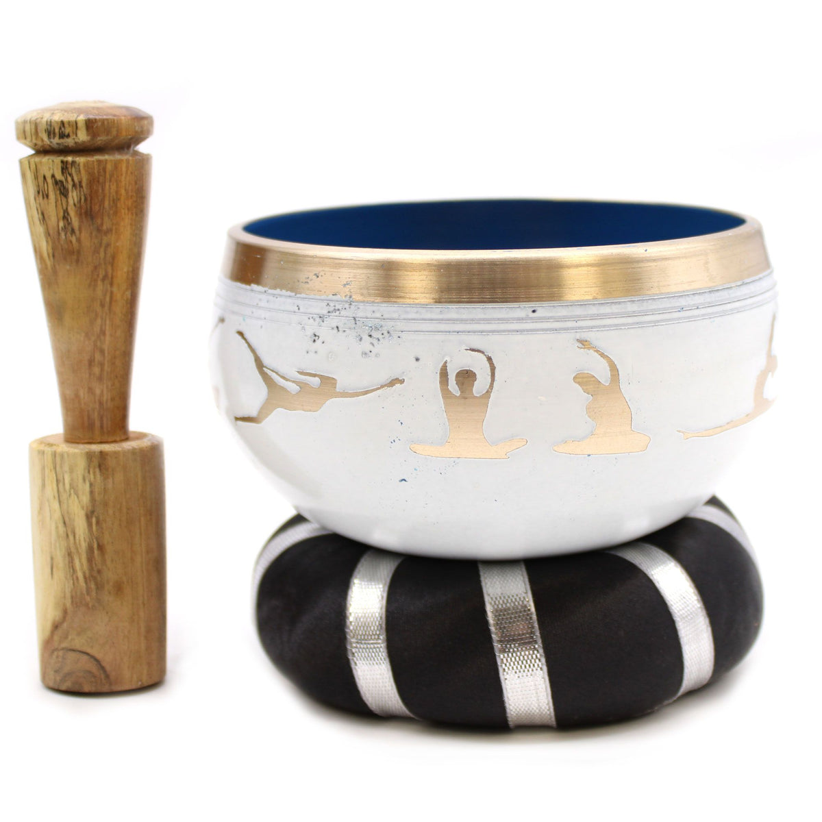 Klangschalen-Set – Yoga weiß/blau – 10,7 cm
