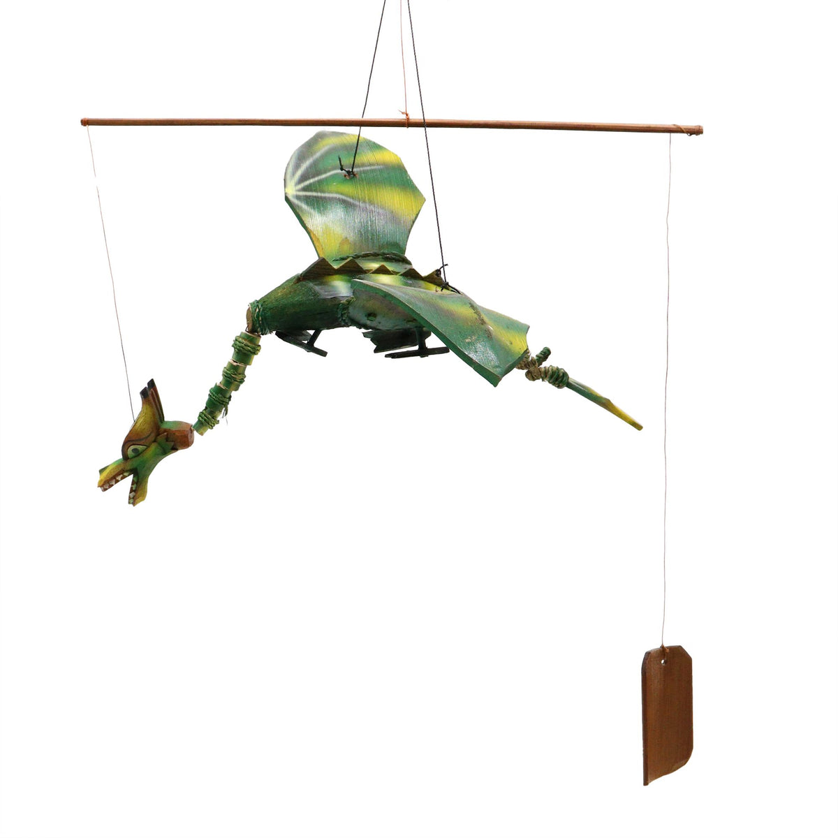 Drachen-Mobile aus Kokos – Grün – 37 cm