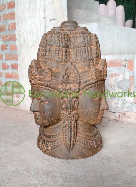 Trimurti-Büste rost – Steinguss – 53 cm