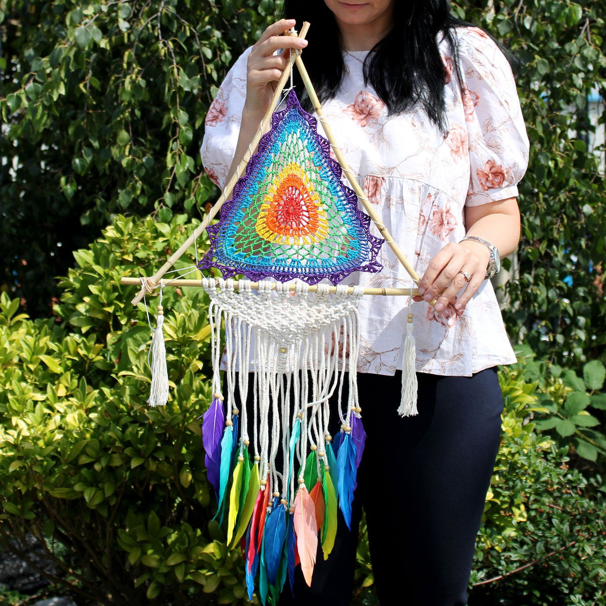 Bali-Traumfänger groß – Pyramide – bunt