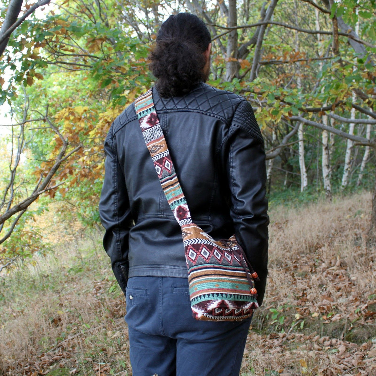 Kleine Umhängetasche – Jacquard – Schoko