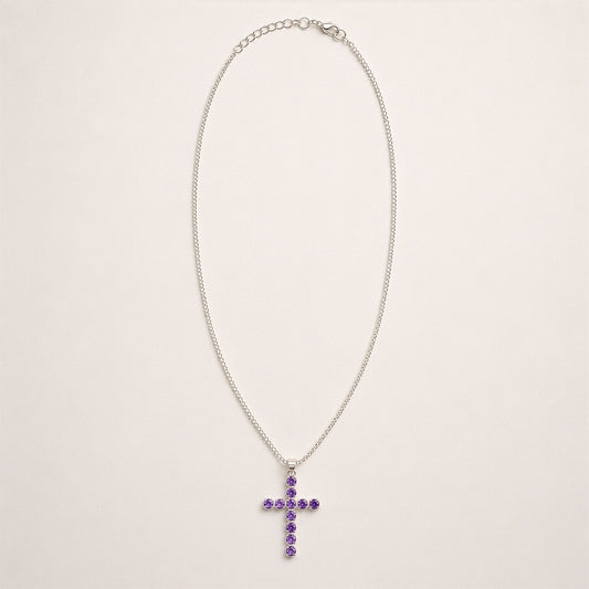 Anhänger – Devotional versilbert Kette – Amethyst-Kreuz