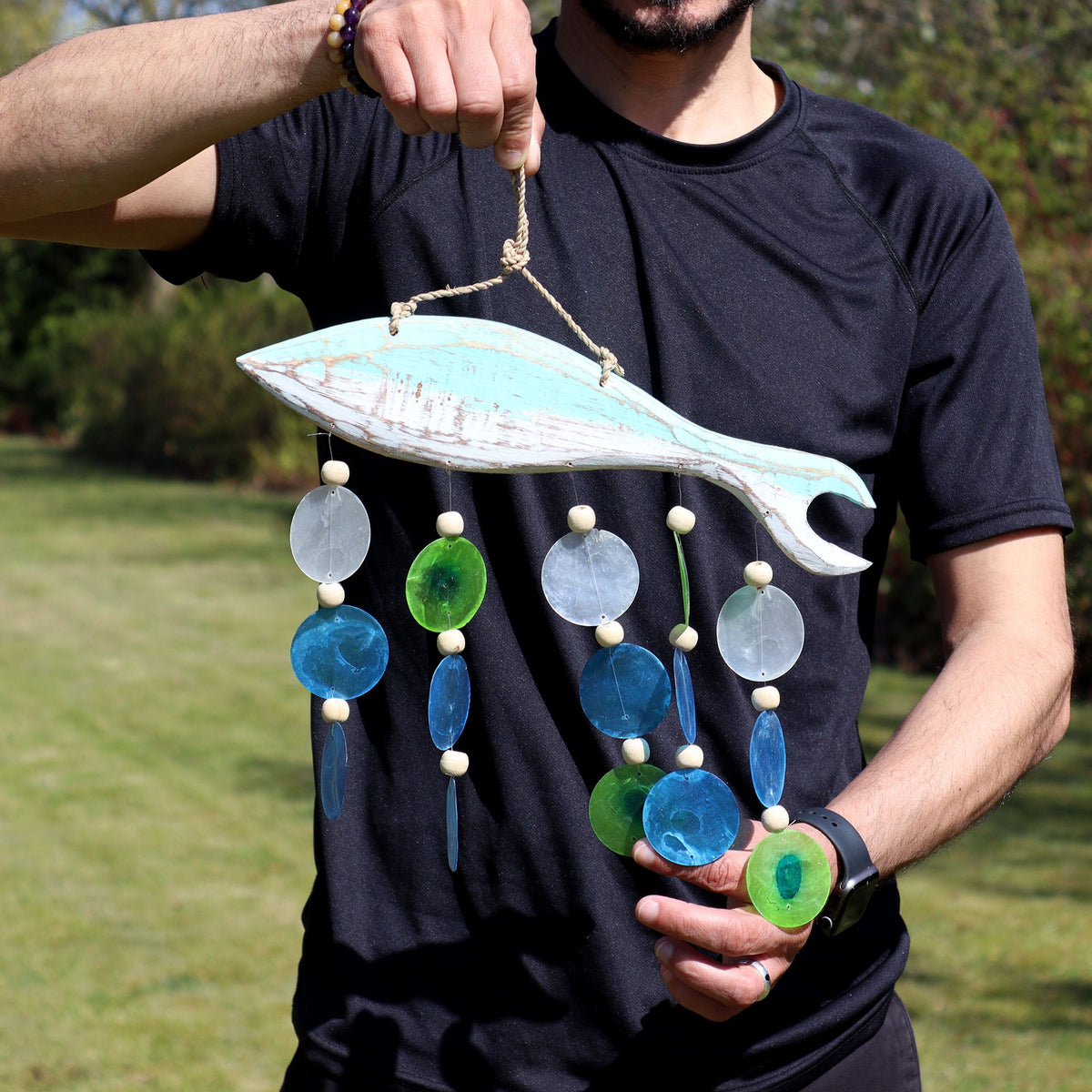 Windspiel Capiz – Fisch aqua