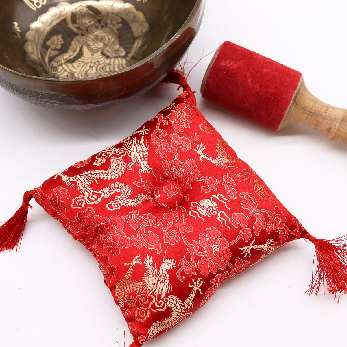 Klangschalen-Set – Messing Goldene Tara – 19 cm