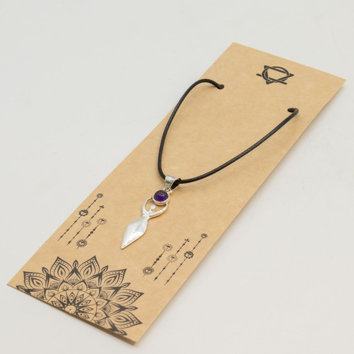 Anhänger – Devotional versilbert Kordel – Göttin Amethyst