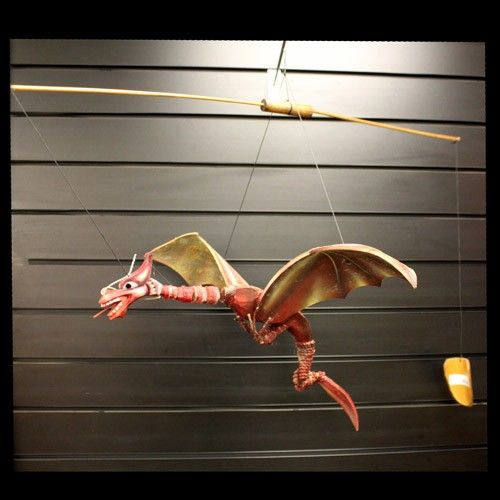 Drachen-Mobile aus Kokos groß – Rot – 46 cm