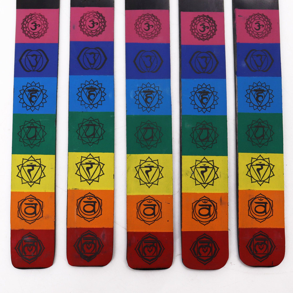 Räucherstäbchenhalter – 7 Chakren Mangoholz