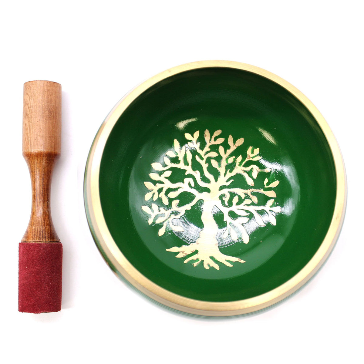 Klangschalen-Set – Lebensbaum grün – 14 cm
