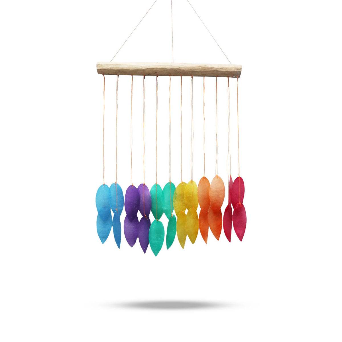 Windspiel Capiz – große Regenbogenblätter