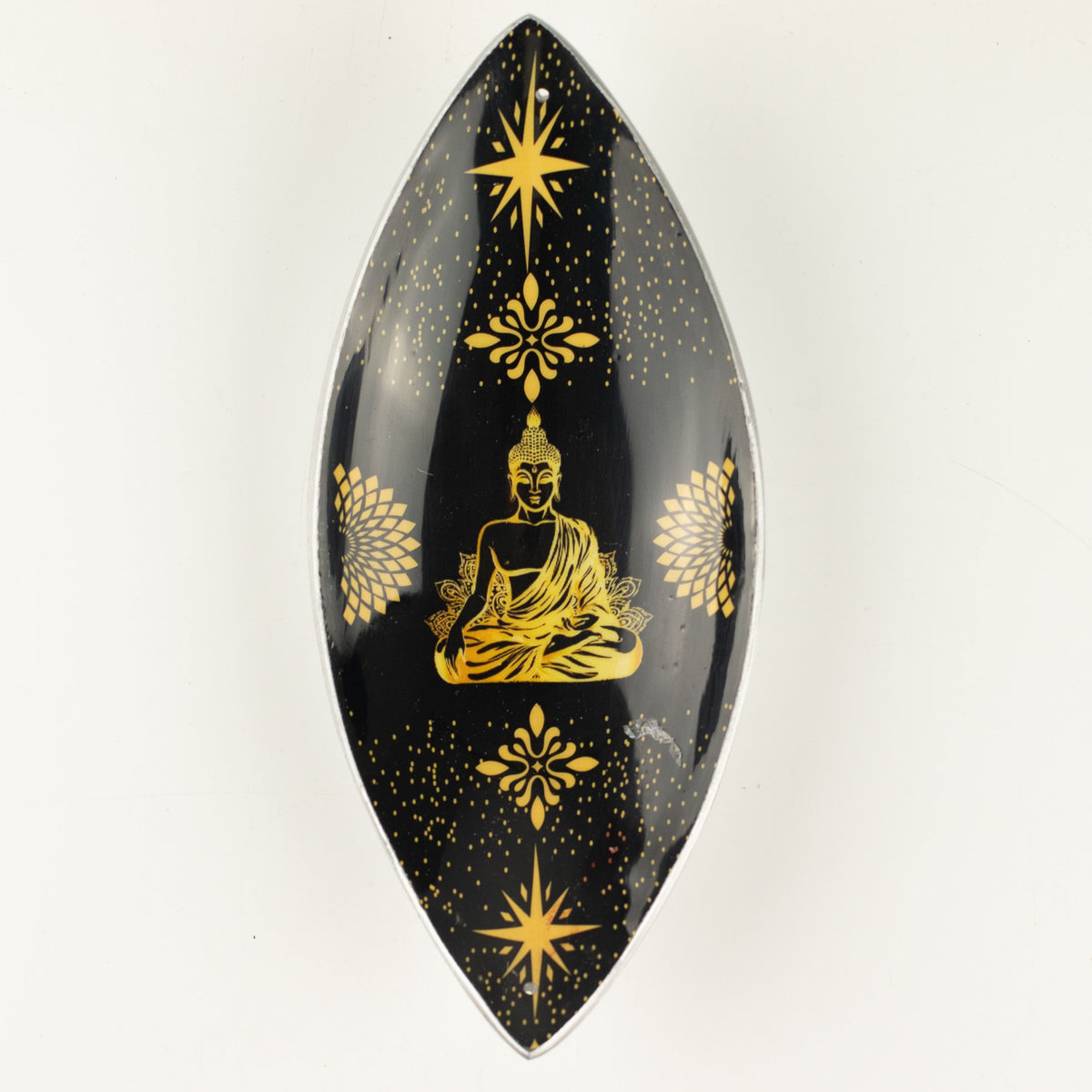 Räucherschale – Aluminium emailliert Gold & Schwarz Buddha