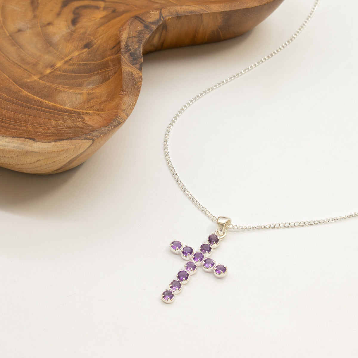 Anhänger – Devotional versilbert Kette – Amethyst-Kreuz