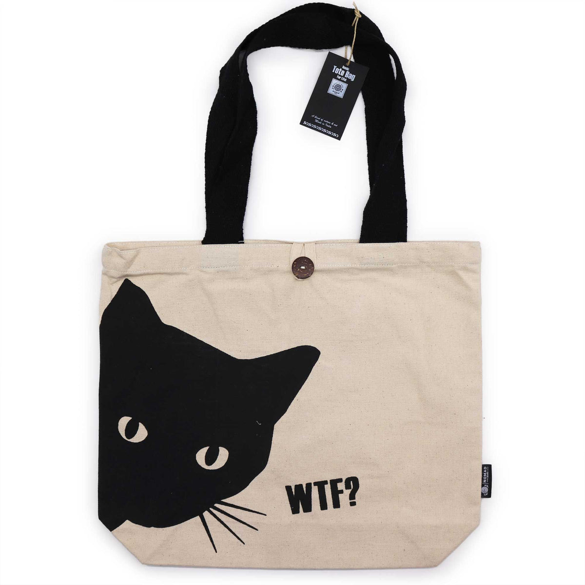 Einkaufstasche Baumwolle – Schwarze Katze – natur