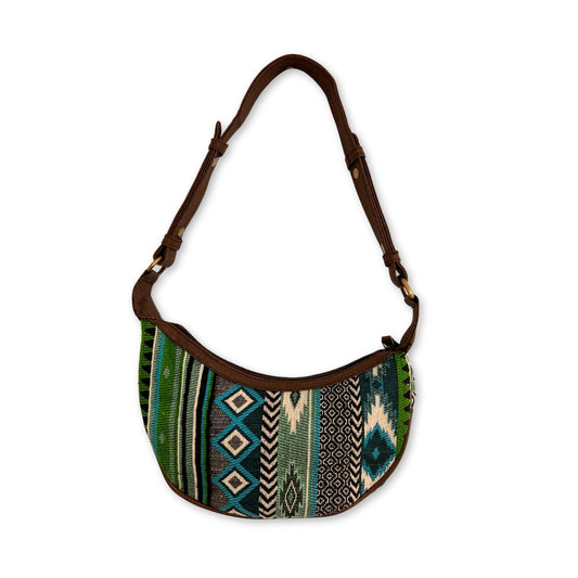 Hobo-Tasche – Jacquard – Grüntöne