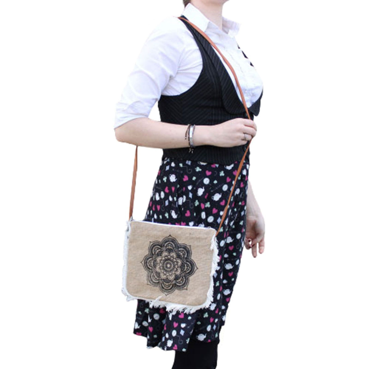 Fransentasche – Mandala bedruckt