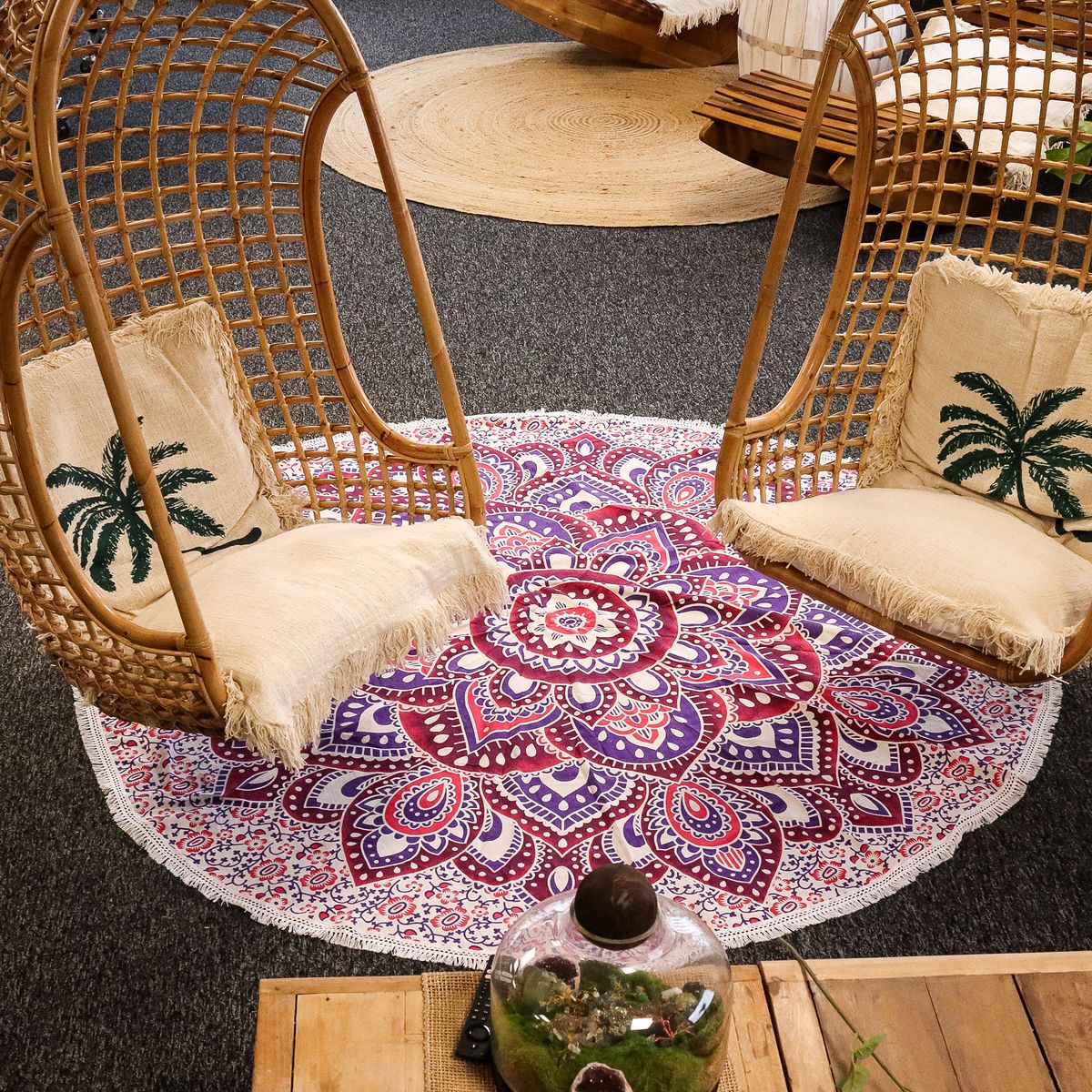 Wandtuch – Mandala rund rosa-lila – 180 cm