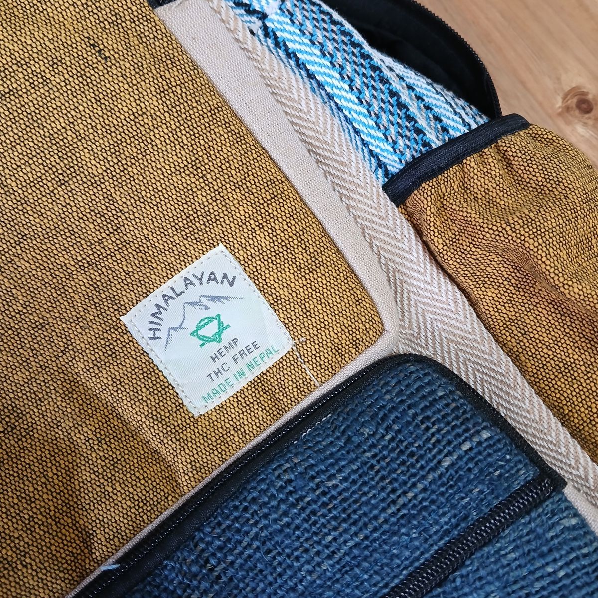Rucksack – Hanf kastenförmig blaugrün-kurkuma – groß
