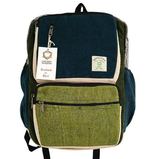 Rucksack – Hanf kastenförmig blaugrün-salbei – groß