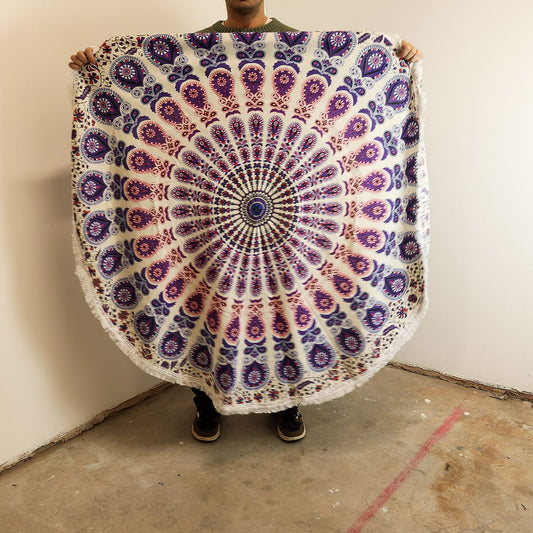 Wandtuch – Mandala rund pfauenlila – 130 cm