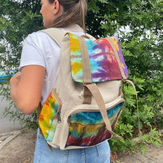 Rucksack – Hanf Batik quadratisch – groß