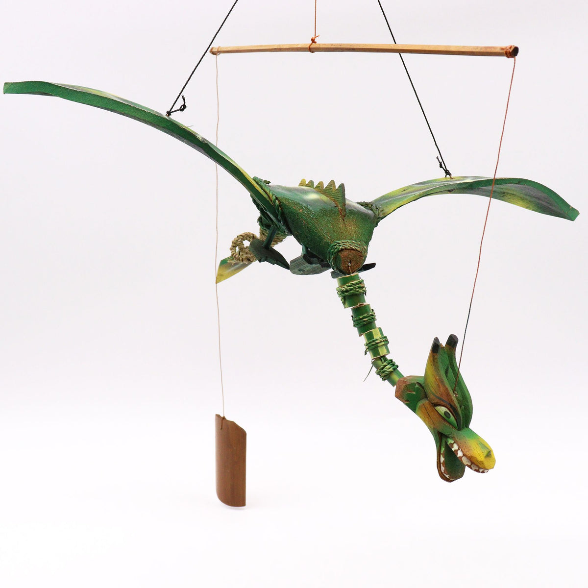 Drachen-Mobile aus Kokos – Grün – 37 cm