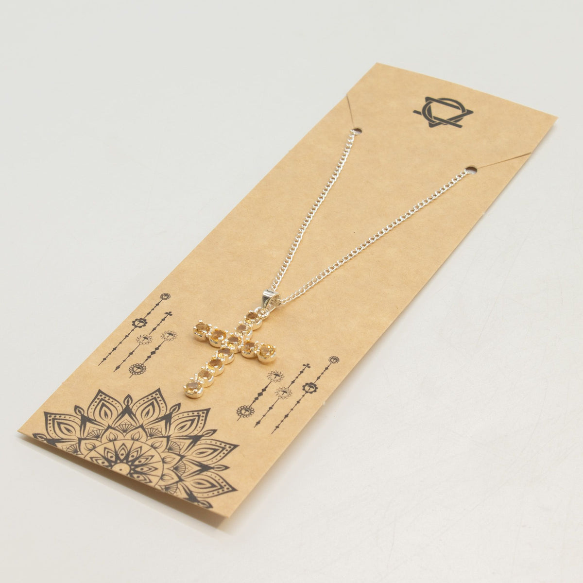 Anhänger – Devotional versilbert Kette – Citrin-Kreuz
