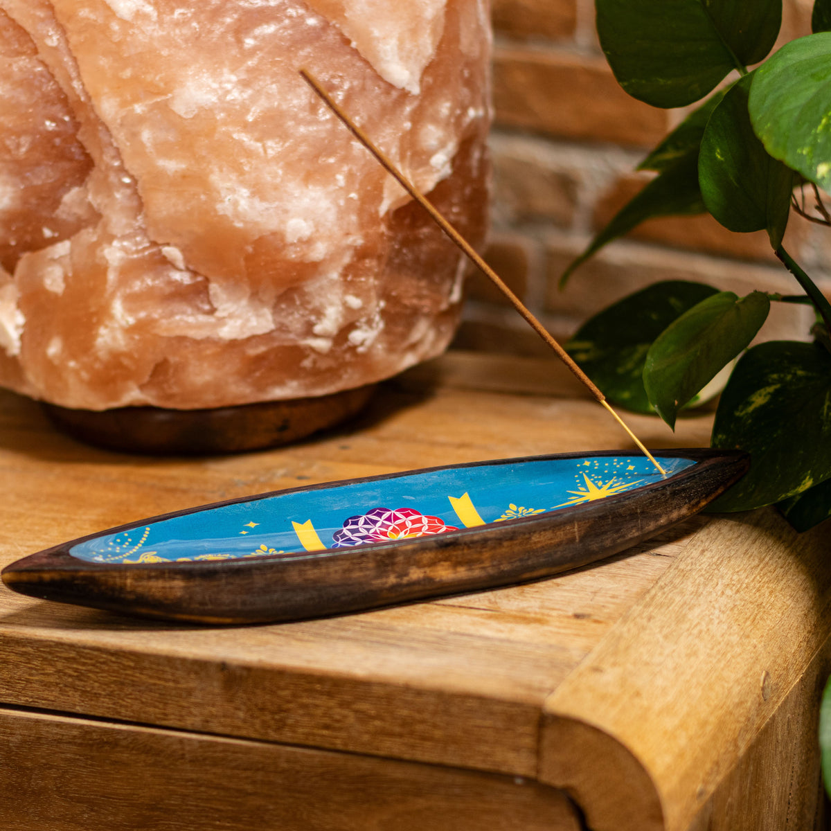 Räucherschale – Mangoholz emailliert Mandala