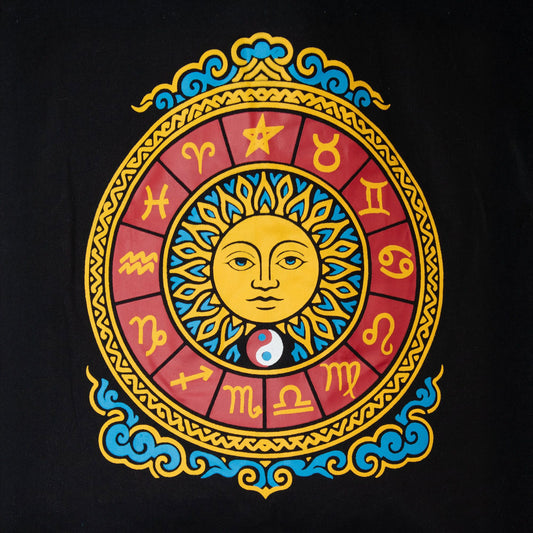 Einkaufstasche Baumwolle – Tierkreis-Sonne – schwarz