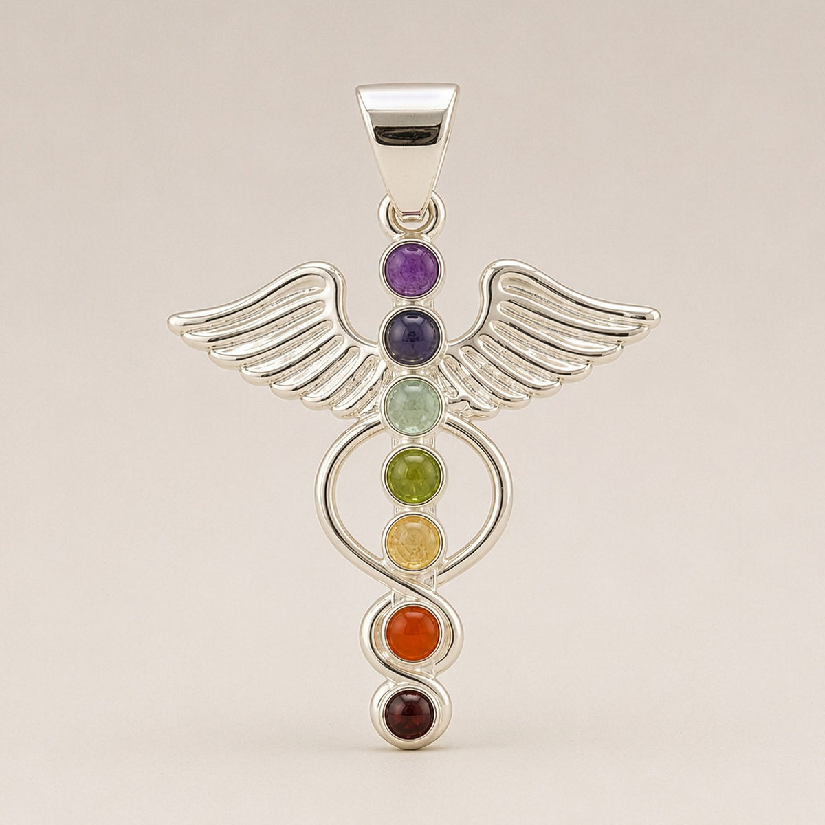 Anhänger – Devotional versilbert Kordel – Engel-Chakra