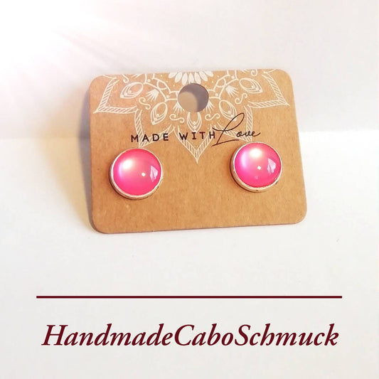 Ohrringe „Mondstein Pink“ – 12 mm