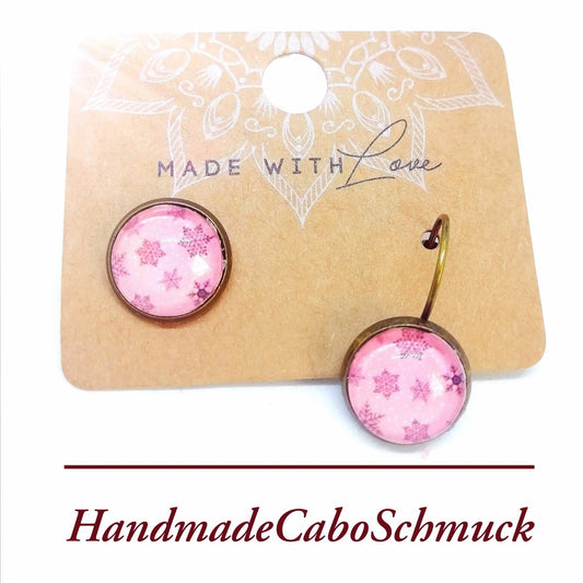 Ohrringe „Schneeflocken Rosa Schwarz“