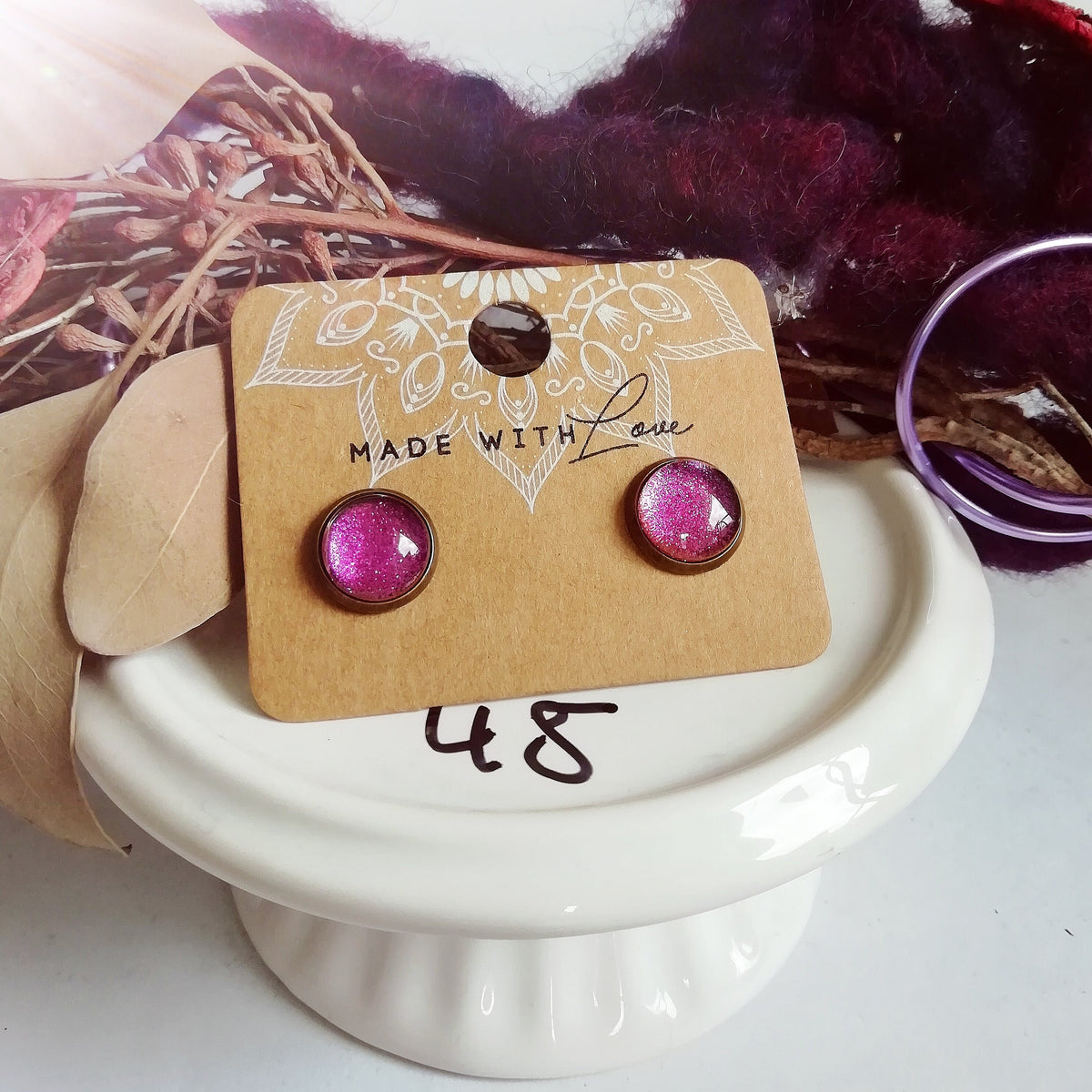 Ohrringe „Glitzer Pink Lila L45“