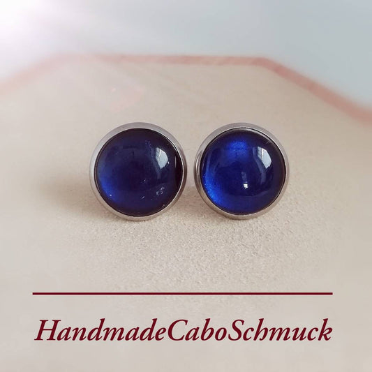 Ohrringe „Handbemalt Nachtblau L51“ – 12 mm