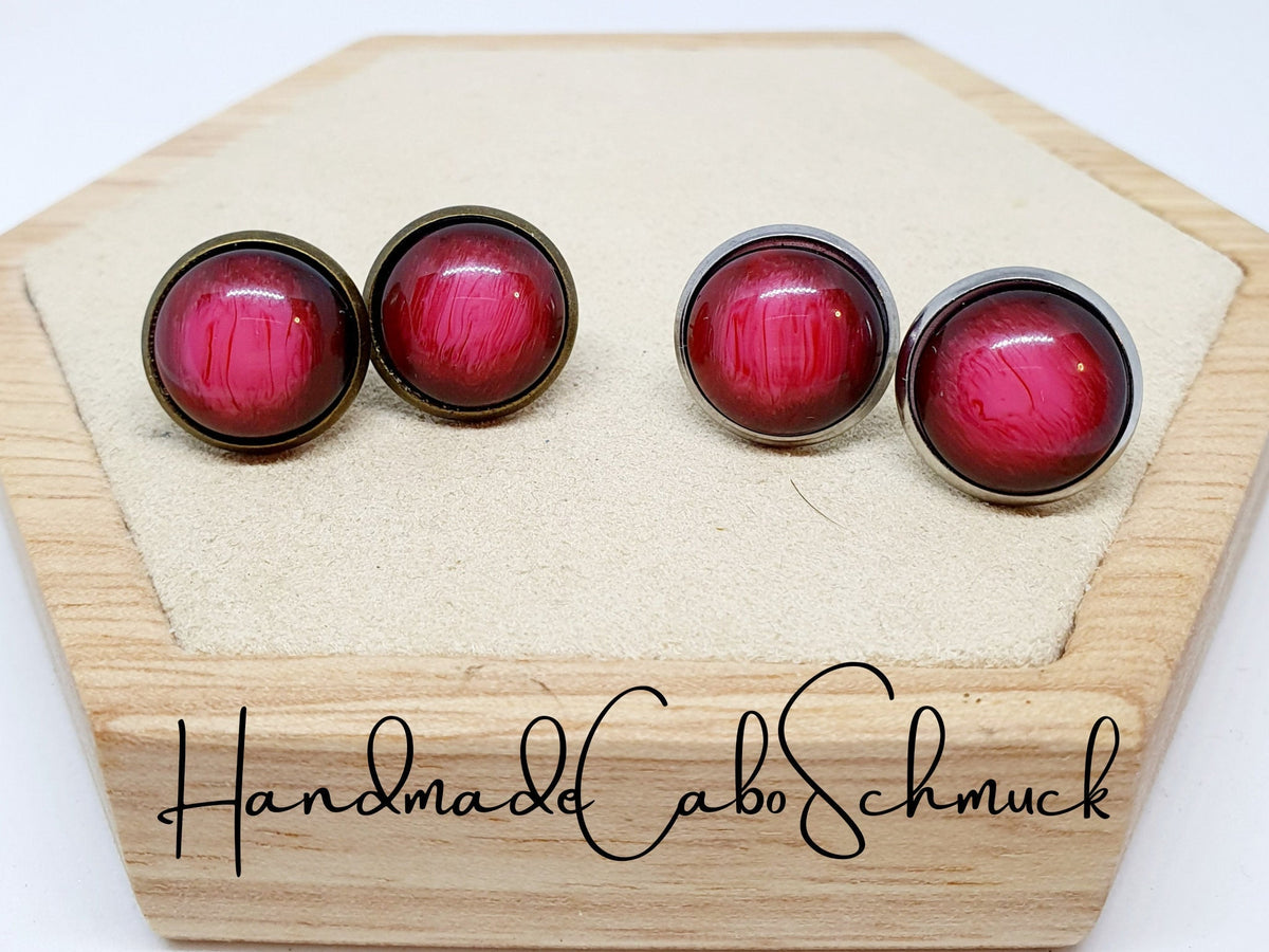 Ohrringe „Rot Weinrot Dunkelrot“ – 12 mm