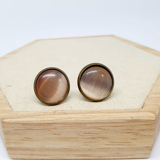 Ohrringe „Cateye Lachs Acpricot“ – 12 mm