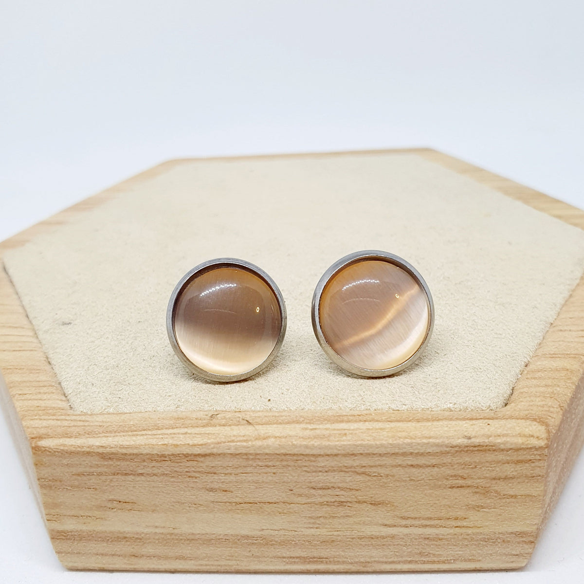 Ohrringe „Cateye Lachs Acpricot“ – 12 mm