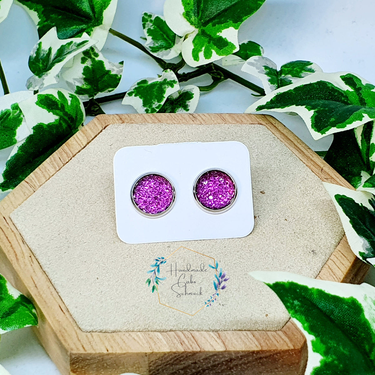 Ohrringe „Glitzer Pink Rosa Champagner“ – 10 mm