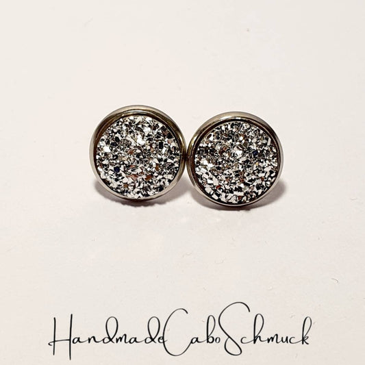 Ohrringe „Druzy Silber“ – 12 mm