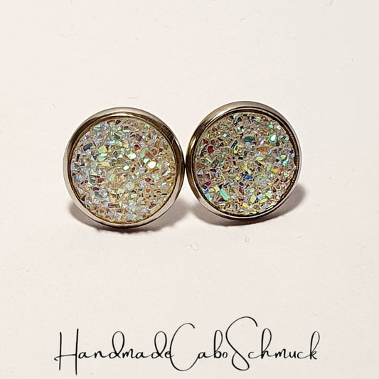 Ohrringe „Druzy Weiß“ – 12 mm