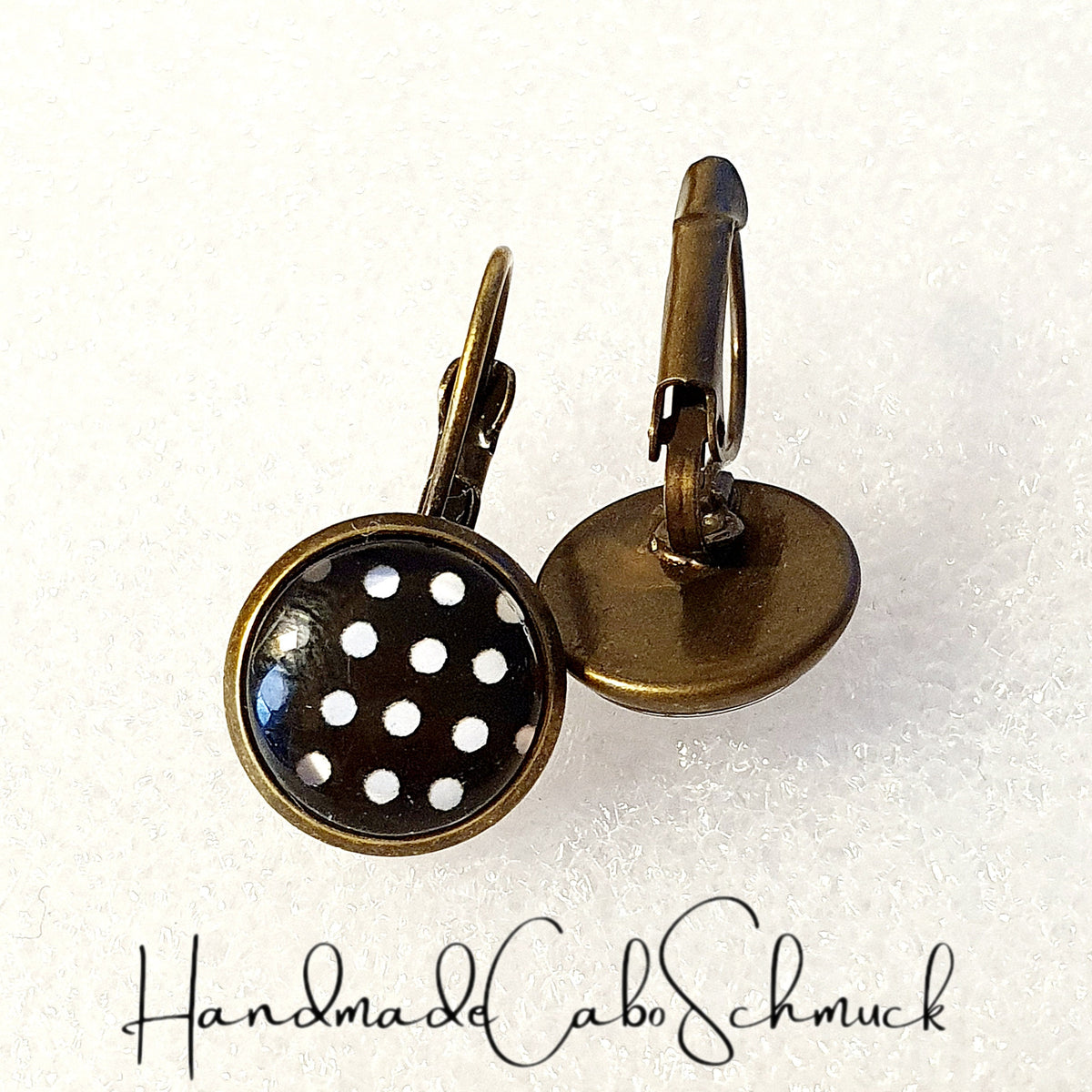 Ohrringe „Punkte Dots Schwarz Weiß“ – 12 mm