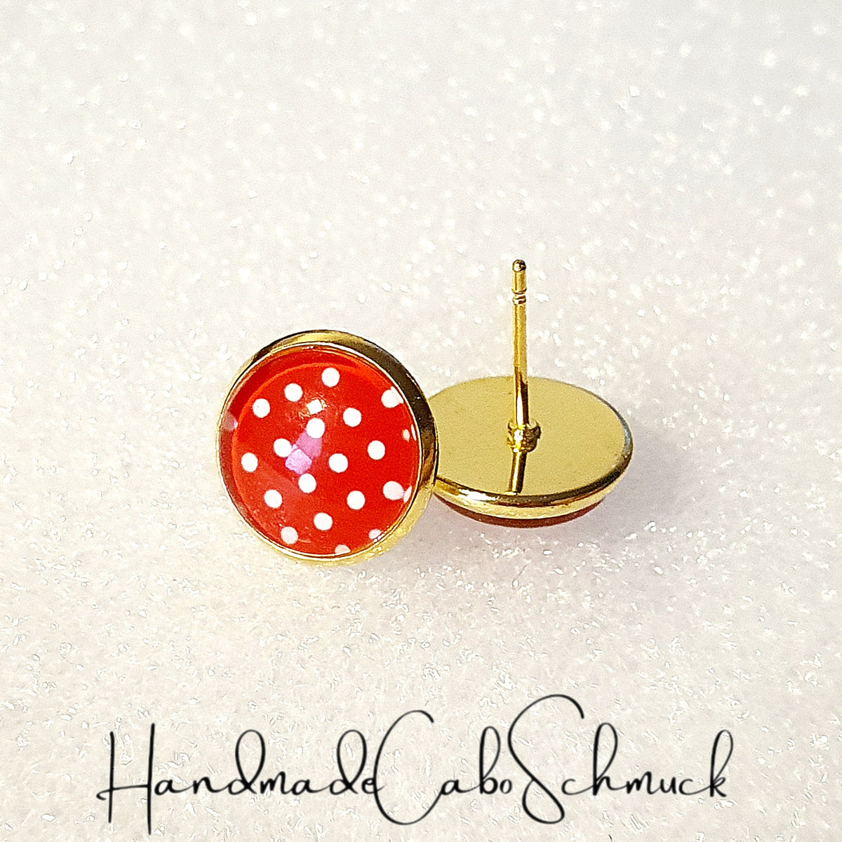 Ohrringe „Punkte Dots Rot Weiß“ – 12 mm
