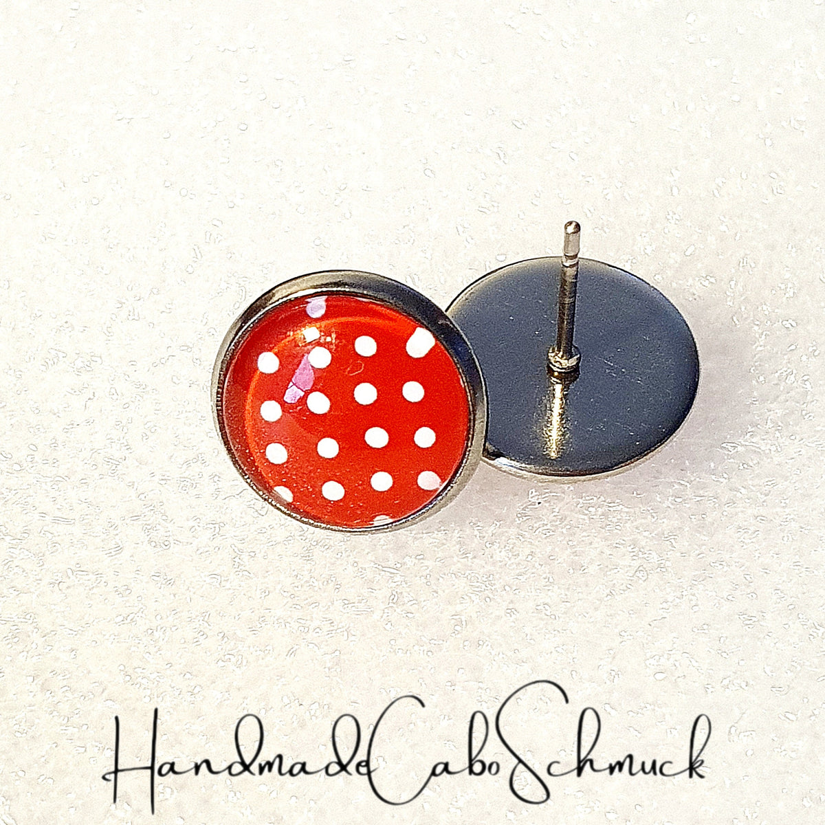 Ohrringe „Punkte Dots Rot Weiß“ – 12 mm