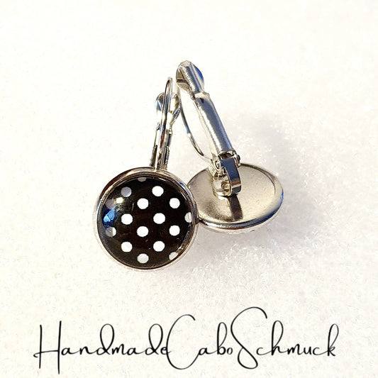 Ohrringe „Punkte Dots Schwarz Weiß“ – 12 mm