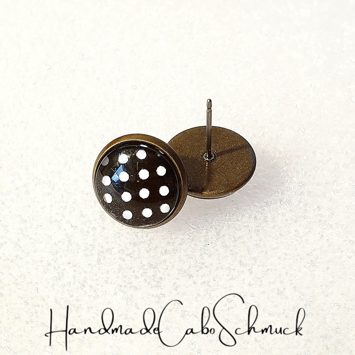 Ohrringe „Punkte Dots Schwarz Weiß“ – 12 mm