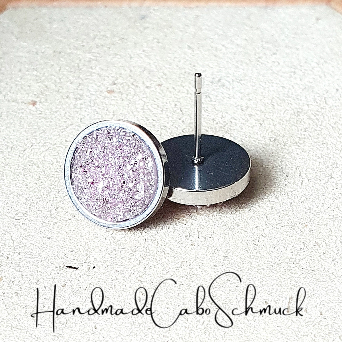 Ohrringe „Druzy Rosa“ – 10 mm