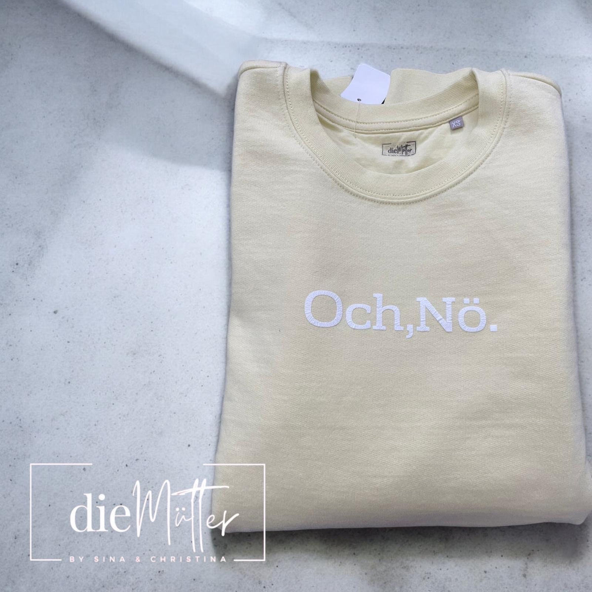 Statement-Sweatshirt „och, nö!“ – Pastellgelb