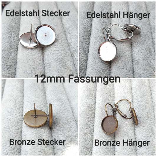 Ohrringe „Blumen Blüten Motiv Beige“ – 12 mm
