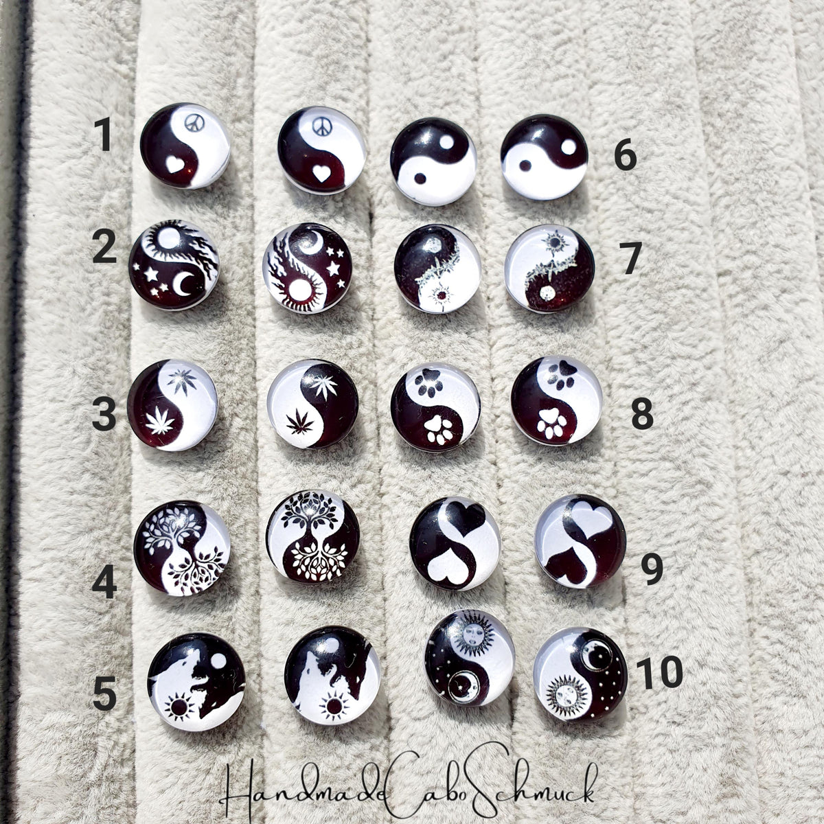 Ohrringe „Yin Yang Schwarz Weiß“ – 12 mm